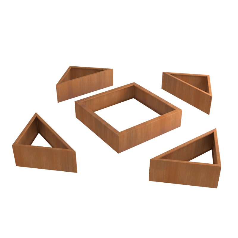 CARRE POTAGER CORTEN MODULE TRIANGLE