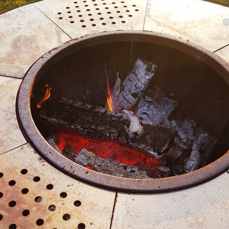 BRASERO GRILL SUR SOCLE EN ACIER CORTEN