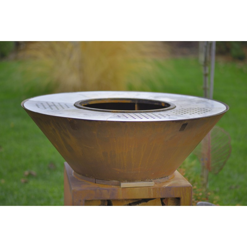 BRASERO GRILL SUR SOCLE EN ACIER CORTEN
