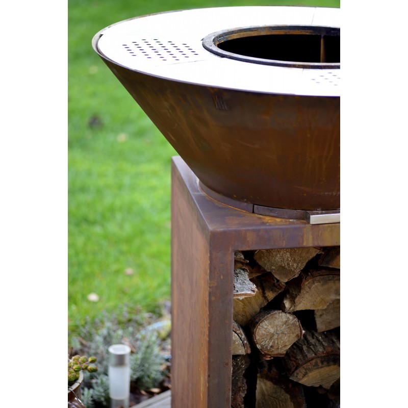 BRASERO GRILL SUR SOCLE EN ACIER CORTEN