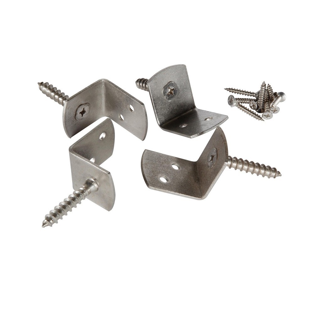 LOT DE 4 EQUERRES DE FIXATION INOX pour paysagistes et collectivité